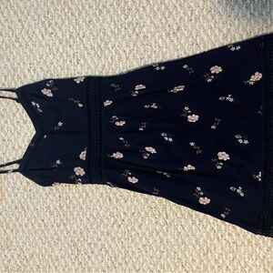Abercrombie & Fitch Navy Spaghetti Strap Dress with Crochet Trim
